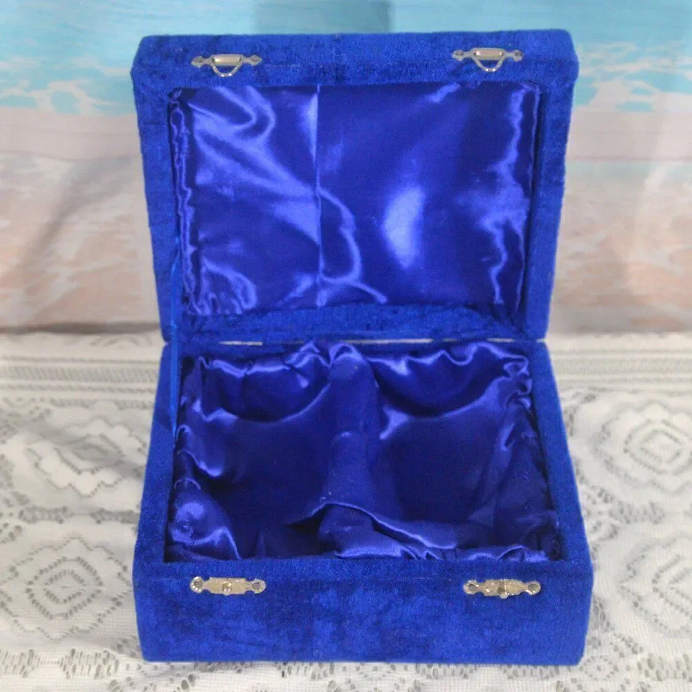 Vintage Marble Barware Set in Blue Velvet and Silky Storage Case
